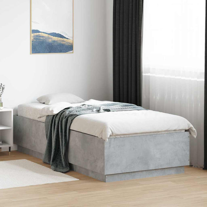 Cadru de pat, gri beton, 100x200 cm, lemn prelucrat - WALTI WALTI