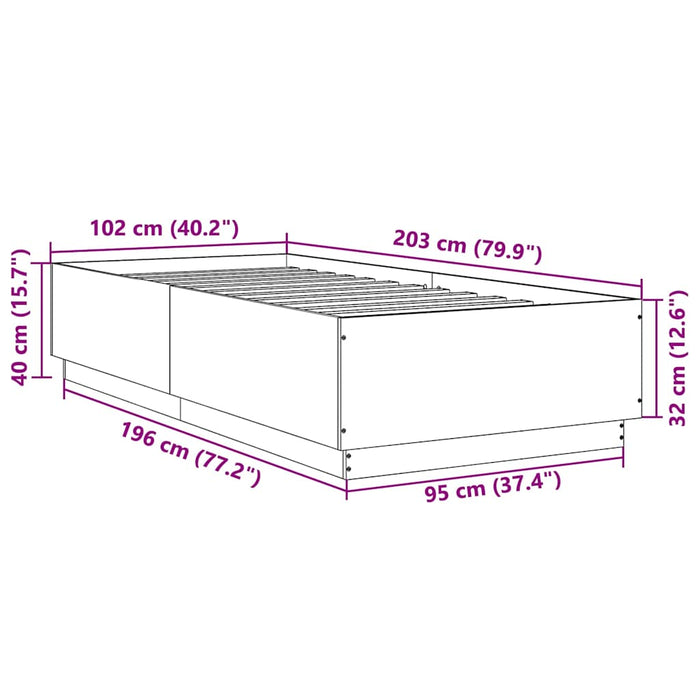 Cadru de pat, gri sonoma, 100x200 cm, lemn prelucrat - WALTI WALTI