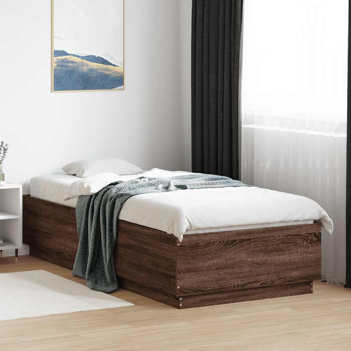 Cadru de pat, stejar maro, 100x200 cm, lemn prelucrat - WALTI WALTI