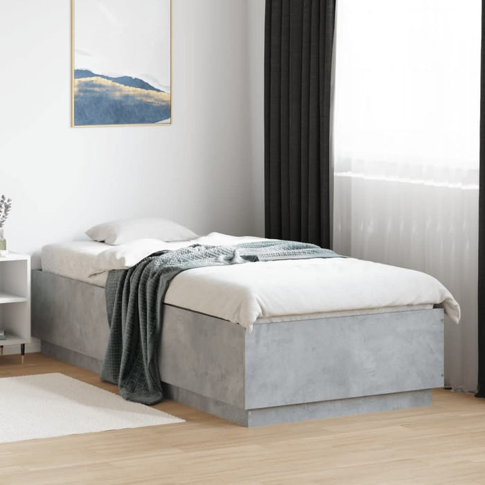 Cadru de pat, gri beton, 90x200 cm, lemn prelucrat - WALTI WALTI