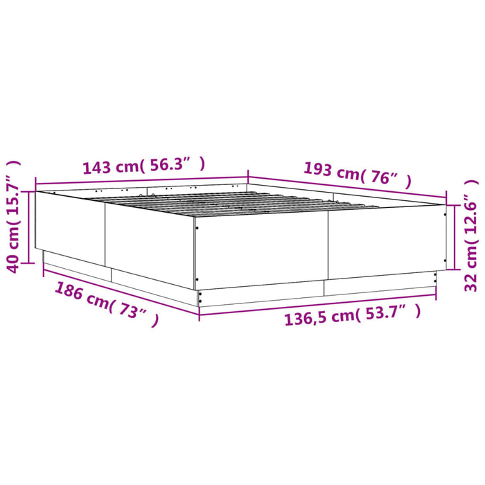 Cadru de pat, gri sonoma, 140x190 cm, lemn prelucrat WALTI