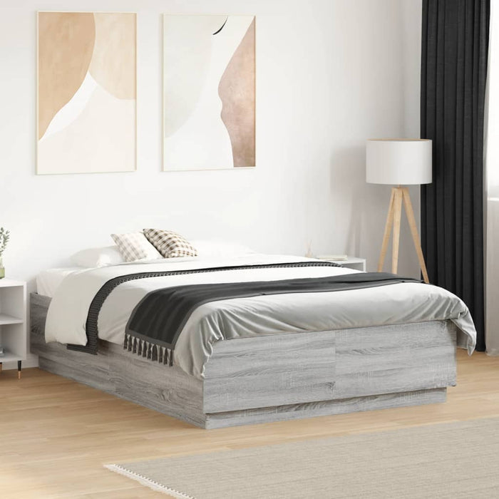 Cadru de pat, gri sonoma, 140x190 cm, lemn prelucrat WALTI