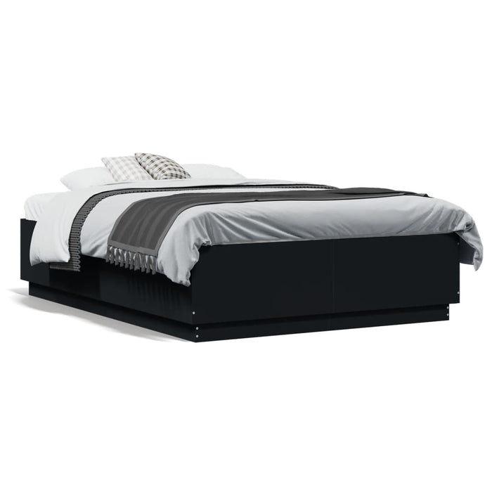 Cadru de pat, negru ,135x190 cm, lemn prelucrat WALTI