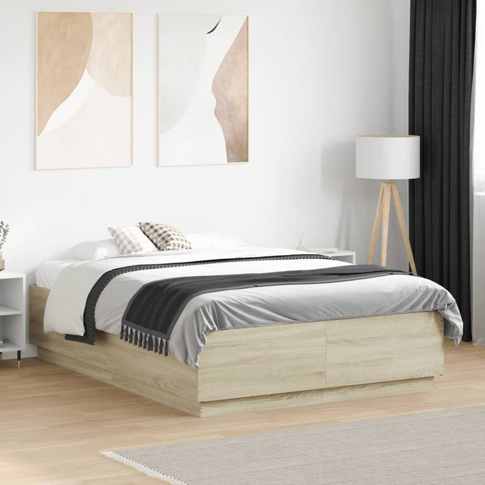 Cadru de pat, stejar sonoma, 135x190 cm, lemn prelucrat WALTI