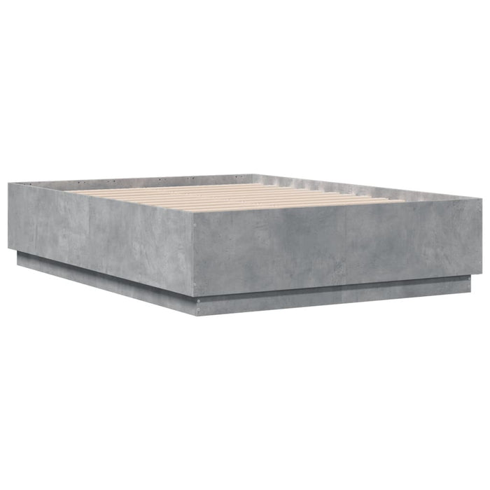 Cadru de pat, gri beton, 135x190 cm, lemn prelucrat - WALTI WALTI