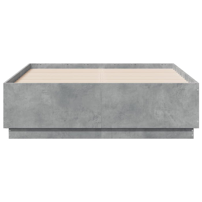 Cadru de pat, gri beton, 135x190 cm, lemn prelucrat - WALTI WALTI
