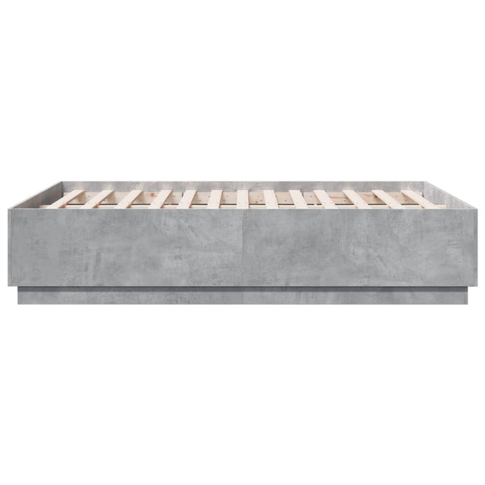 Cadru de pat, gri beton, 135x190 cm, lemn prelucrat - WALTI WALTI