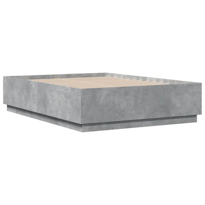 Cadru de pat, gri beton, 135x190 cm, lemn prelucrat - WALTI WALTI