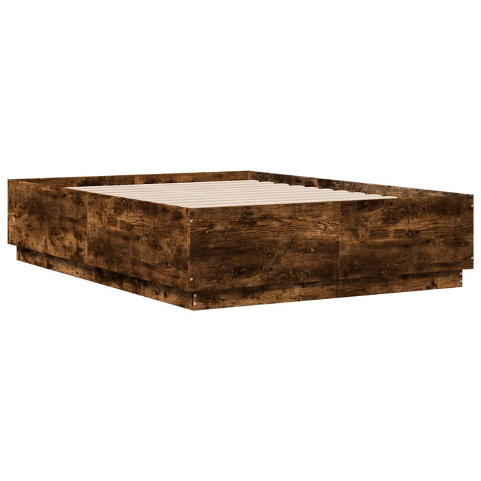 Cadru de pat, stejar afumat, 135x190 cm, lemn prelucrat WALTI