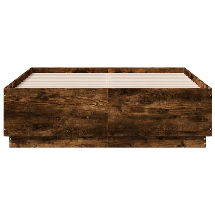 Cadru de pat, stejar afumat, 135x190 cm, lemn prelucrat WALTI
