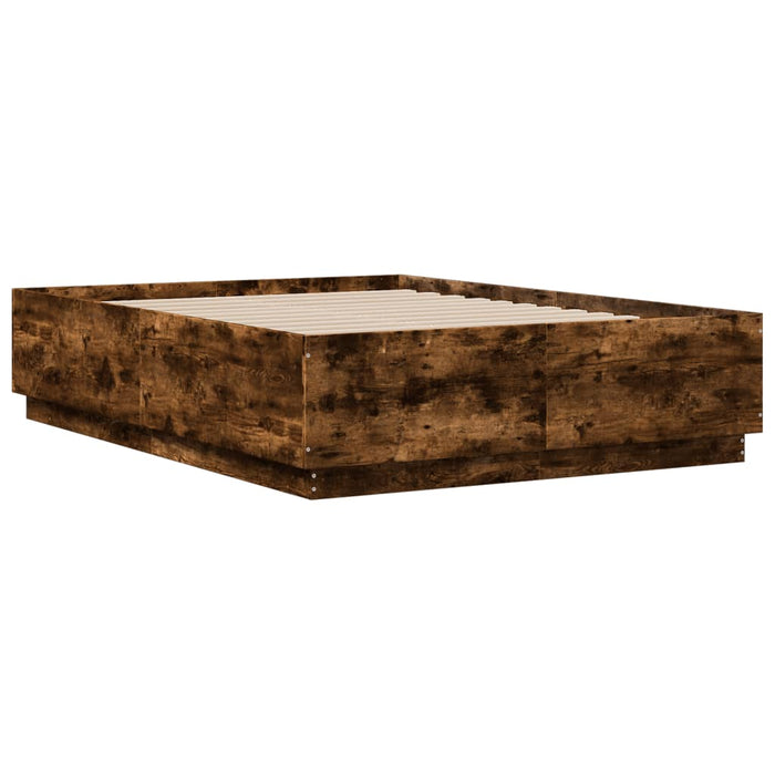 Cadru de pat, stejar afumat, 135x190 cm, lemn prelucrat WALTI