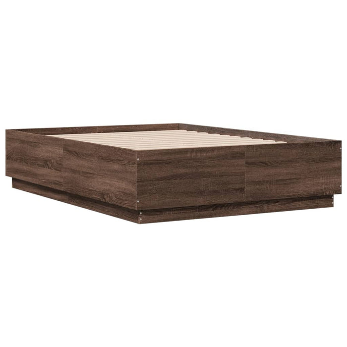Cadru de pat, stejar maro, 135x190 cm, lemn prelucrat WALTI