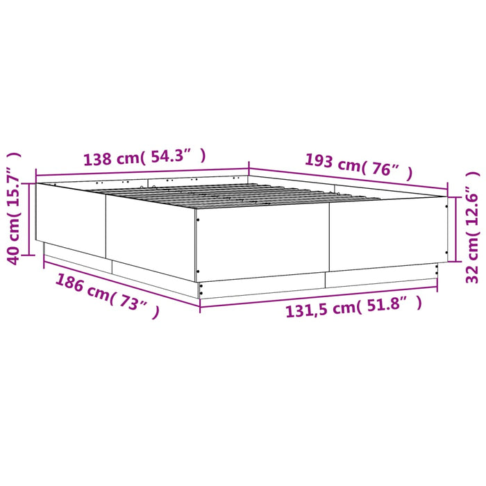 Cadru de pat, stejar maro, 135x190 cm, lemn prelucrat WALTI