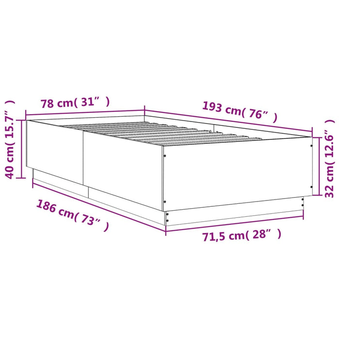 Cadru de pat, stejar sonoma, 75x190 cm, lemn prelucrat - WALTI WALTI