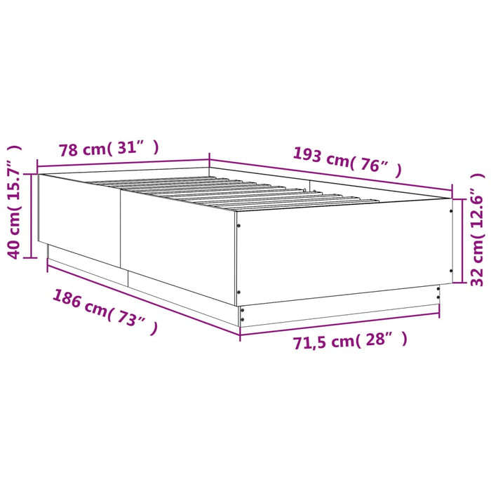 Cadru de pat, stejar maro, 75x190 cm, lemn prelucrat - WALTI WALTI