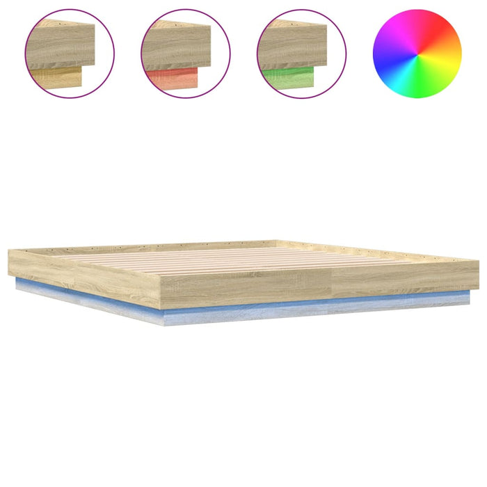 Cadru de pat cu lumini LED, stejar sonoma, 200x200 cm - WALTI WALTI
