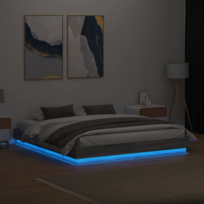 Cadru de pat cu lumini LED, gri sonoma, 200x200 cm - WALTI WALTI