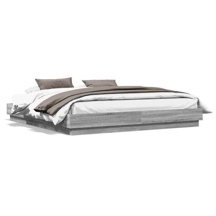 Cadru de pat cu lumini LED, gri sonoma, 200x200 cm - WALTI WALTI