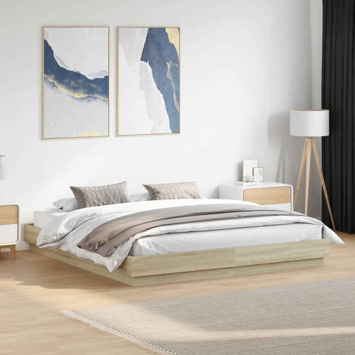 Cadru de pat cu lumini LED, stejar sonoma, 180x200 cm WALTI