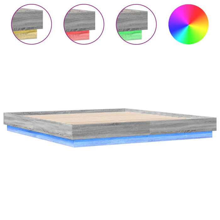 Cadru de pat cu lumini LED, gri sonoma, 180x200 cm - WALTI WALTI