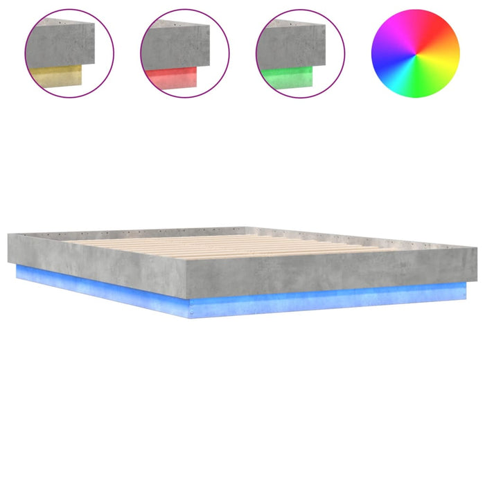 Cadru de pat cu lumini LED, gri beton, 160x200 cm - WALTI WALTI