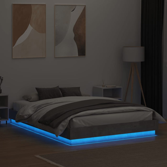 Cadru de pat cu lumini LED, gri beton, 160x200 cm - WALTI WALTI