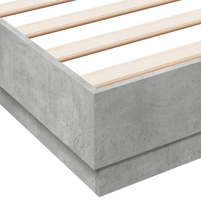 Cadru de pat cu lumini LED, gri beton, 160x200 cm - WALTI WALTI