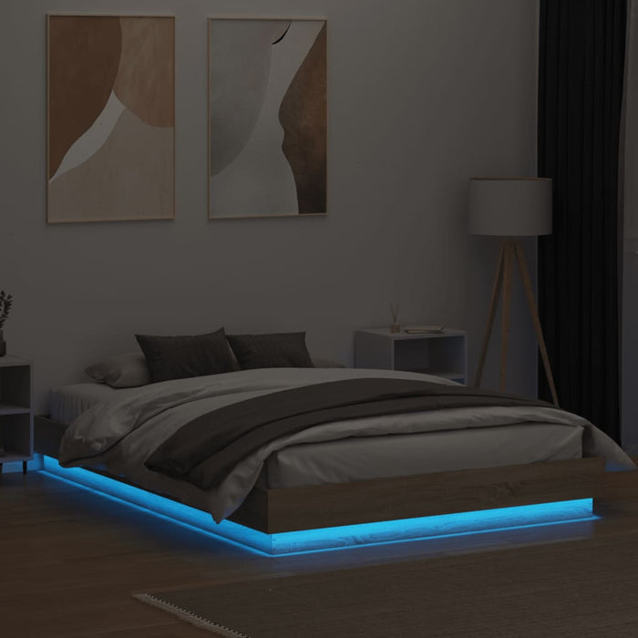 Cadru de pat cu lumini LED, stejar sonoma, 150x200 cm - WALTI WALTI