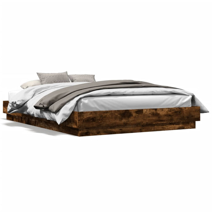 Cadru de pat cu lumini LED, stejar fumuriu, 150x200 cm - WALTI WALTI