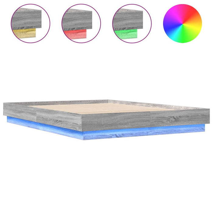 Cadru de pat cu lumini LED, gri sonoma, 150x200 cm - WALTI WALTI