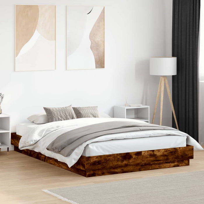 Cadru de pat cu lumini LED, stejar fumuriu, 140x200 cm - WALTI WALTI