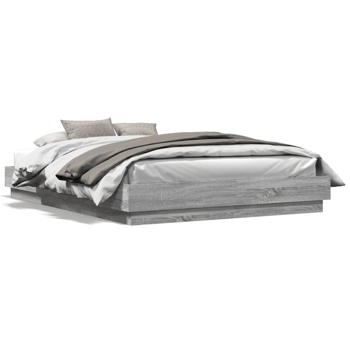 Cadru de pat cu lumini LED, gri sonoma, 140x200 cm - WALTI WALTI
