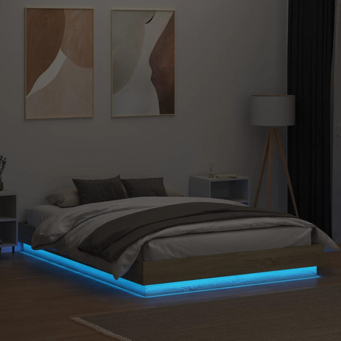 Cadru de pat cu lumini LED, stejar sonoma, 120x200 cm - WALTI WALTI