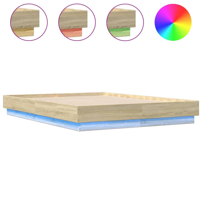Cadru de pat cu lumini LED, stejar sonoma, 135x190 cm - WALTI WALTI