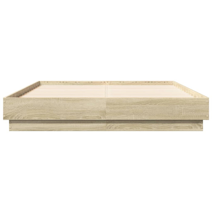 Cadru de pat cu lumini LED, stejar sonoma, 135x190 cm - WALTI WALTI