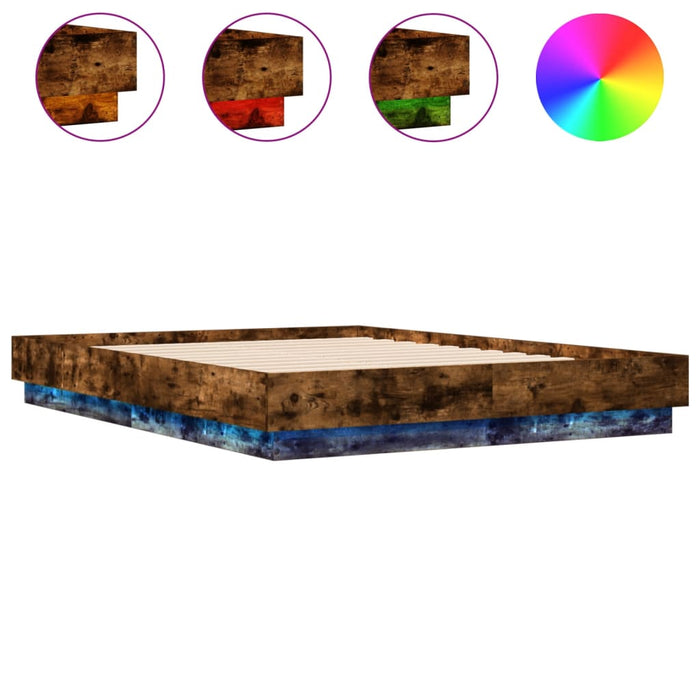 Cadru de pat cu lumini LED, stejar fumuriu, 120x190 cm - WALTI WALTI