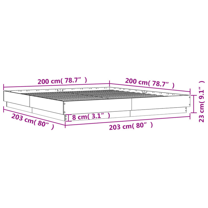 Cadru de pat, stejar sonoma, 200x200 cm, lemn prelucrat WALTI