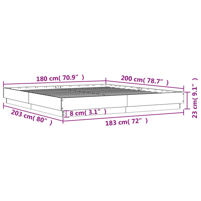 Cadru de pat, gri sonoma, 180x200 cm, lemn prelucrat - WALTI WALTI