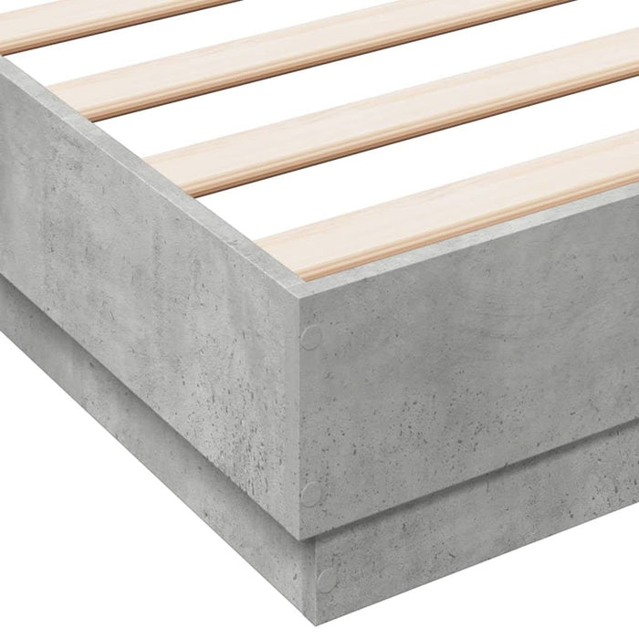 Cadru de pat, gri beton, 150x200 cm, lemn prelucrat - WALTI WALTI