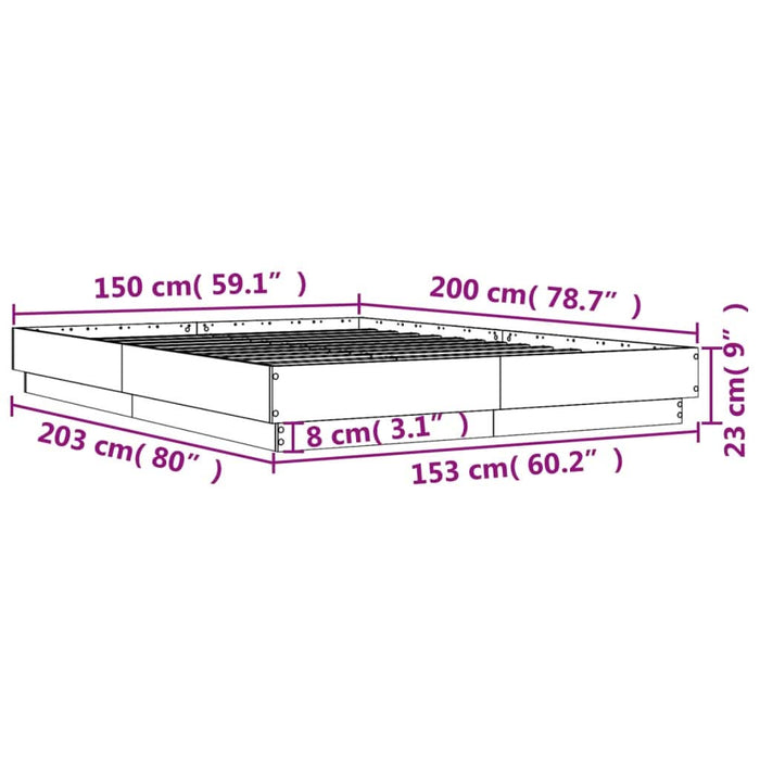 Cadru de pat, gri beton, 150x200 cm, lemn prelucrat - WALTI WALTI