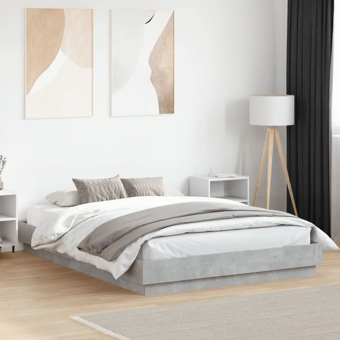 Cadru de pat, gri beton, 150x200 cm, lemn prelucrat - WALTI WALTI