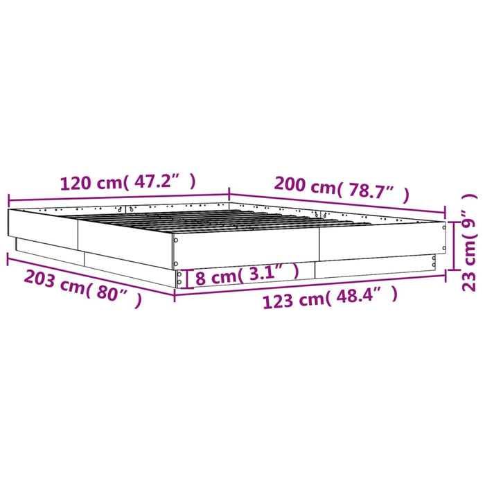 Cadru de pat, gri sonoma, 120x200 cm, lemn prelucrat - WALTI WALTI