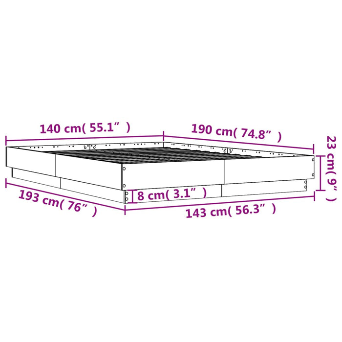 Cadru de pat, stejar sonoma, 140x190 cm, lemn prelucrat WALTI