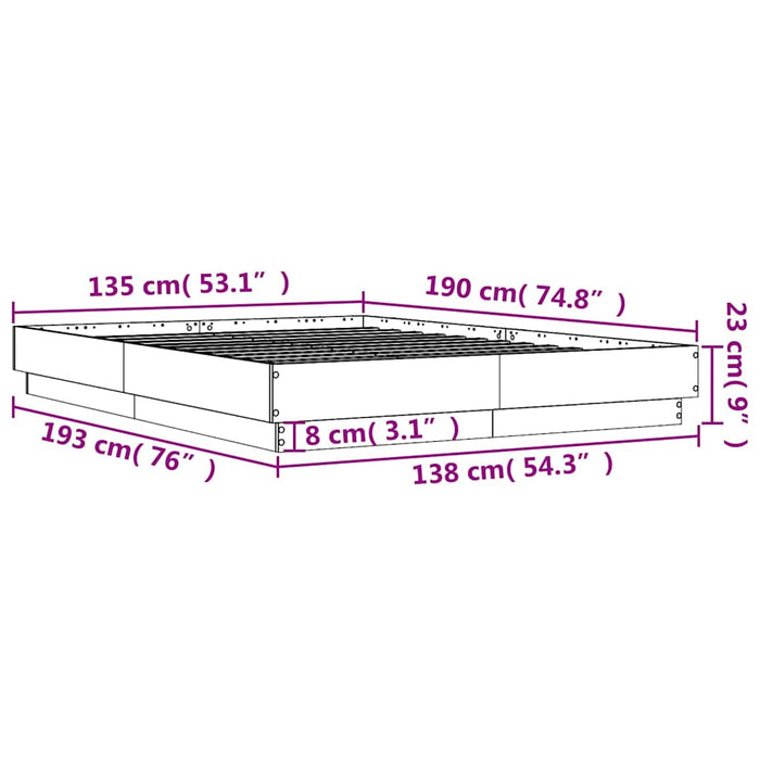 Cadru de pat, stejar sonoma, 135x190 cm, lemn prelucrat - WALTI WALTI