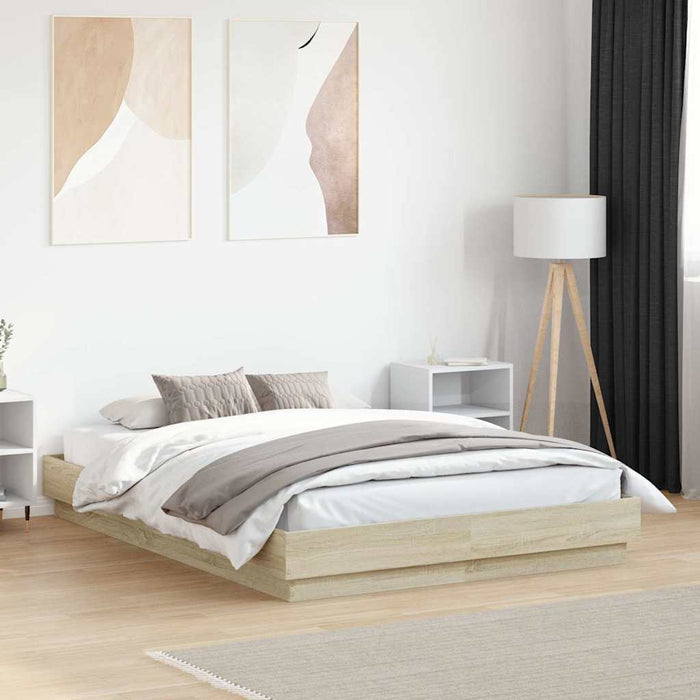 Cadru de pat, stejar sonoma, 135x190 cm, lemn prelucrat - WALTI WALTI