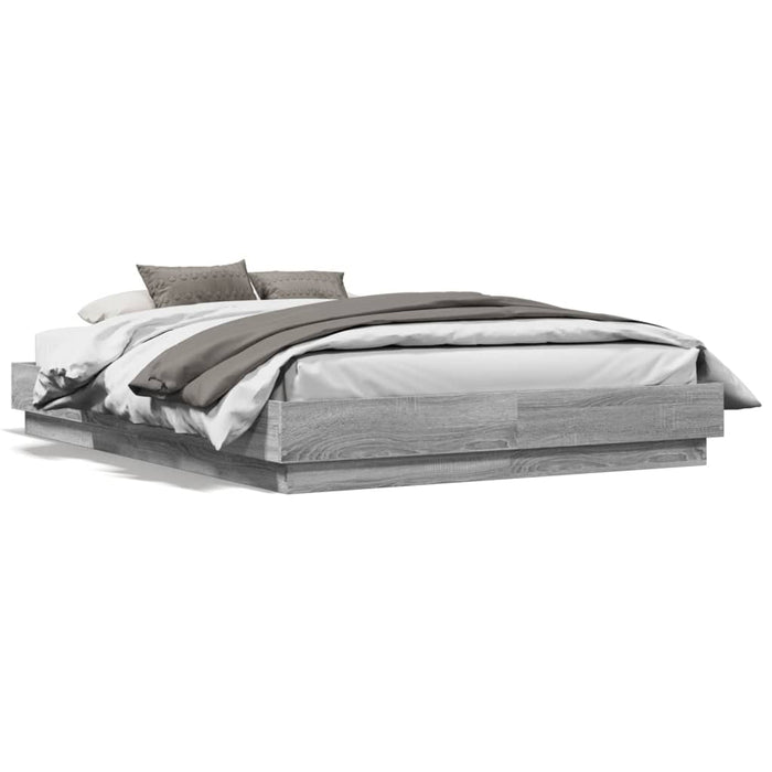 Cadru de pat, gri sonoma, 135x190 cm, lemn prelucrat - WALTI WALTI