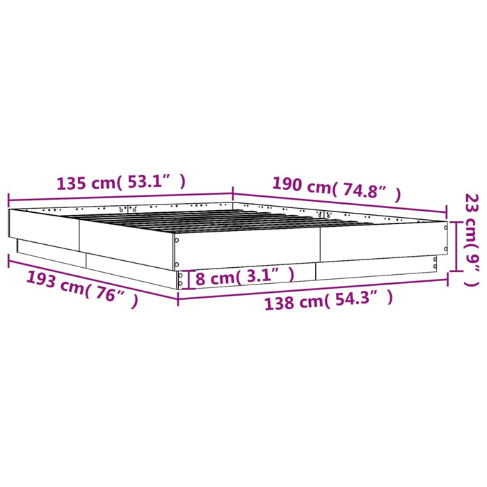 Cadru de pat, gri sonoma, 135x190 cm, lemn prelucrat - WALTI WALTI