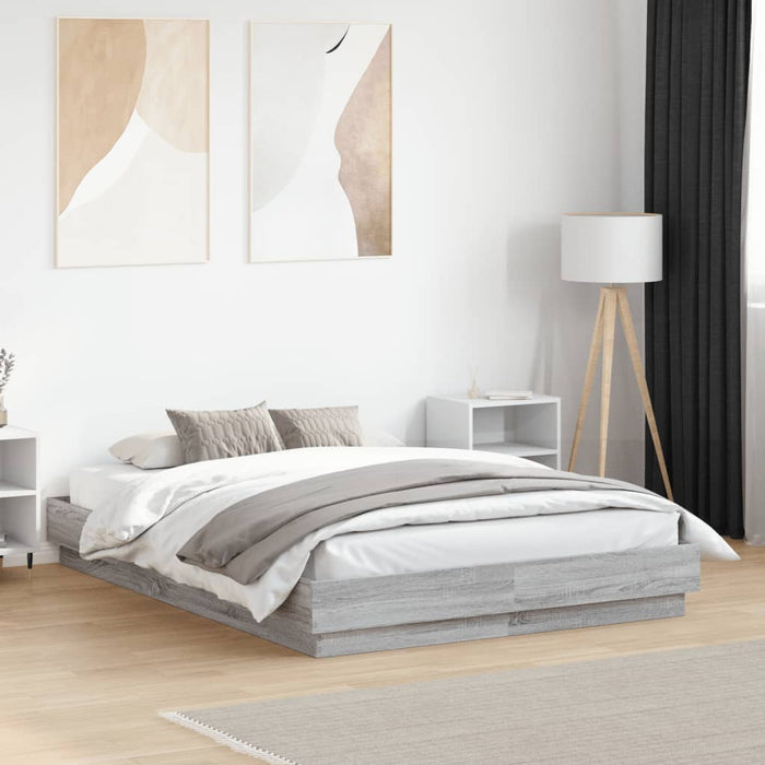 Cadru de pat, gri sonoma, 135x190 cm, lemn prelucrat - WALTI WALTI