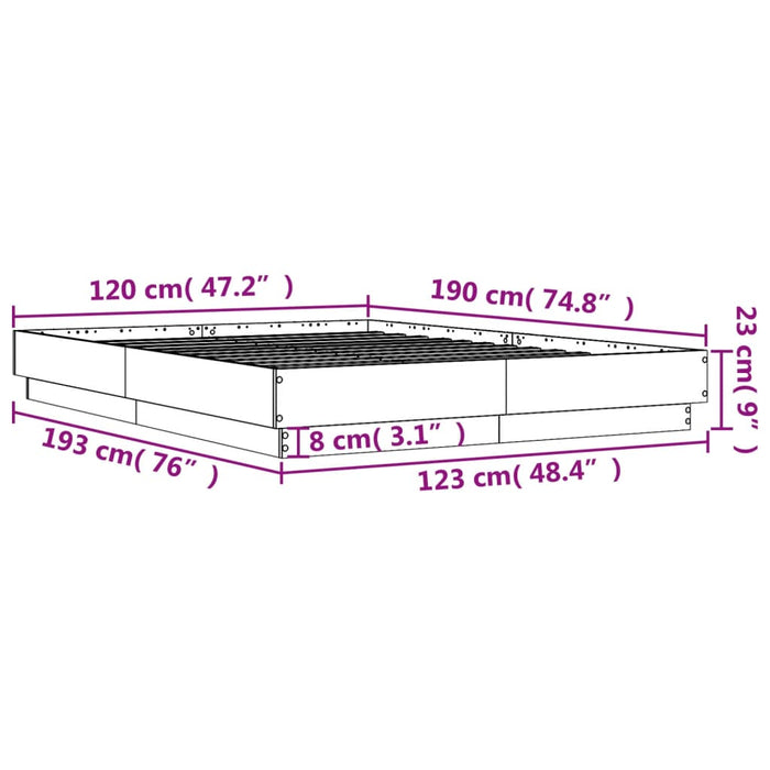 Cadru de pat, gri beton, 120x190 cm, lemn prelucrat - WALTI WALTI