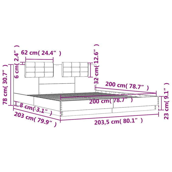 Cadru de pat cu tăblie 200x200 cm, alb, lemn prelucrat - WALTI WALTI
